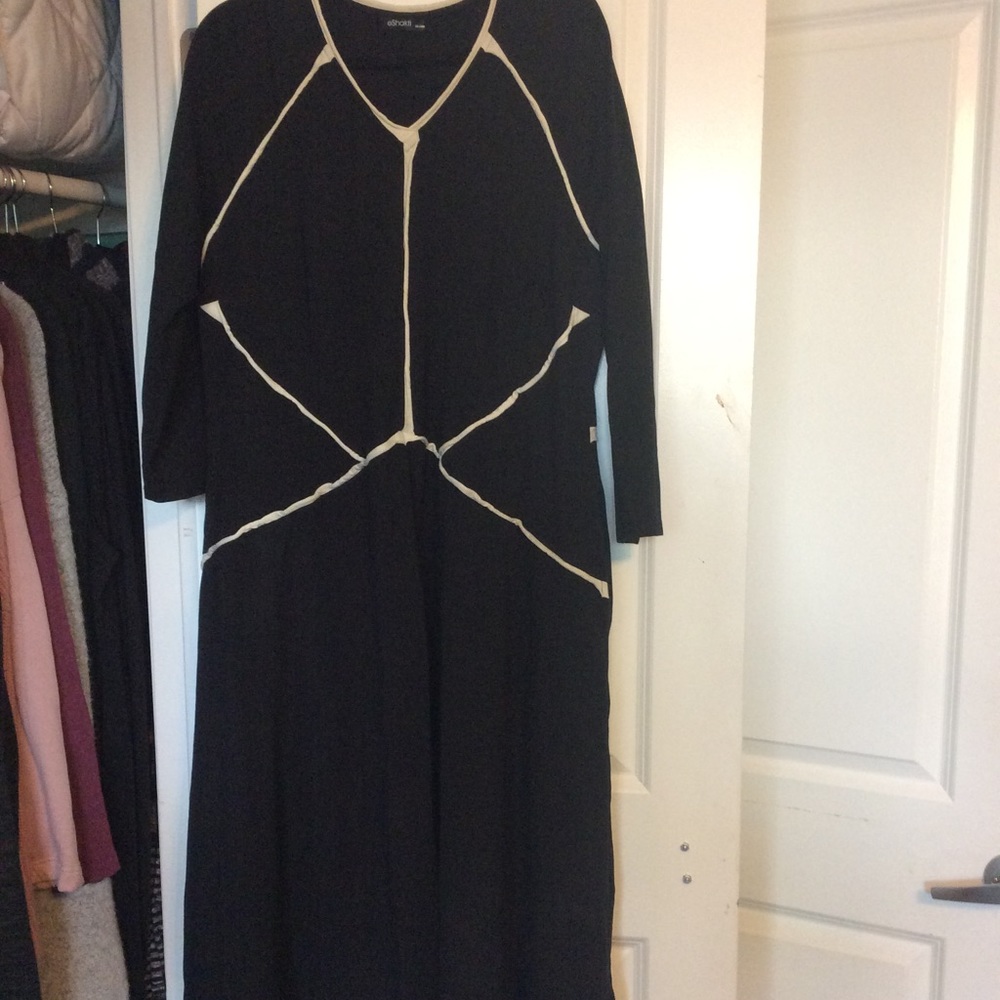 Long Stretchy Black and White Striped Dresses